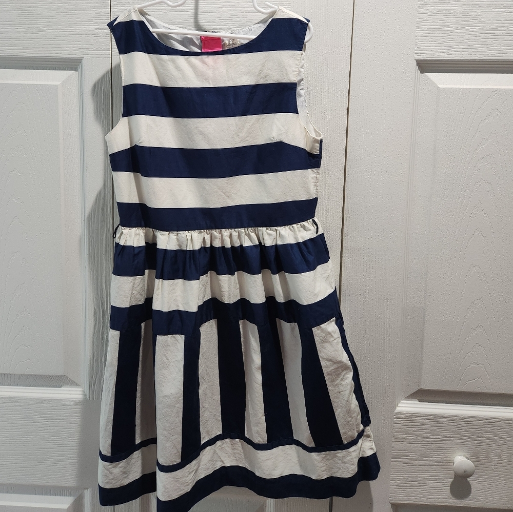 Crewkids size 12 girls navy and white striped dress